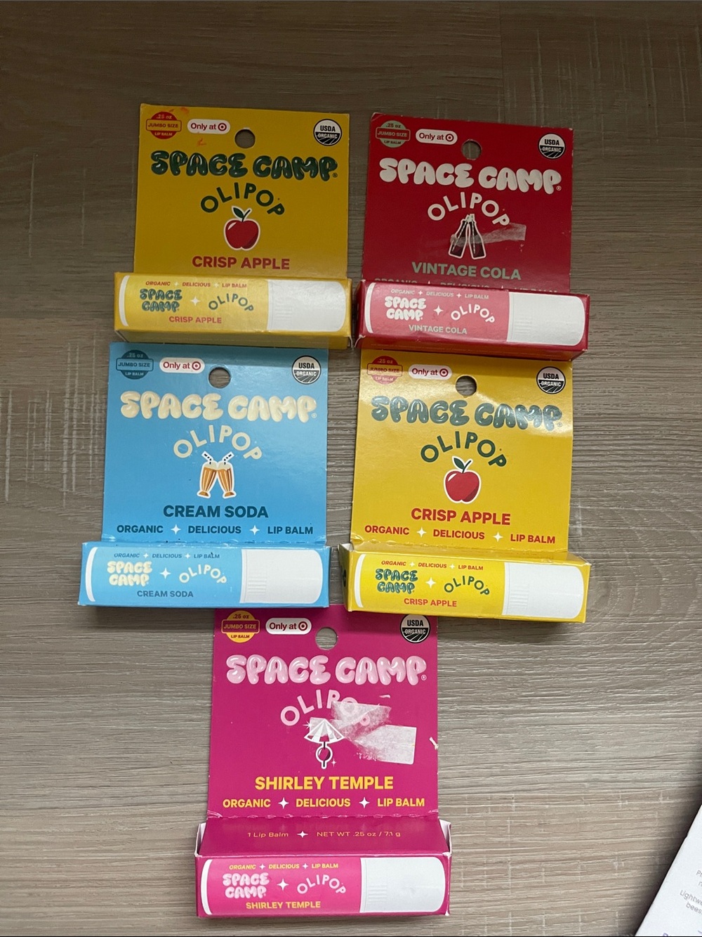 NWT 5 olipop space camp lip balm